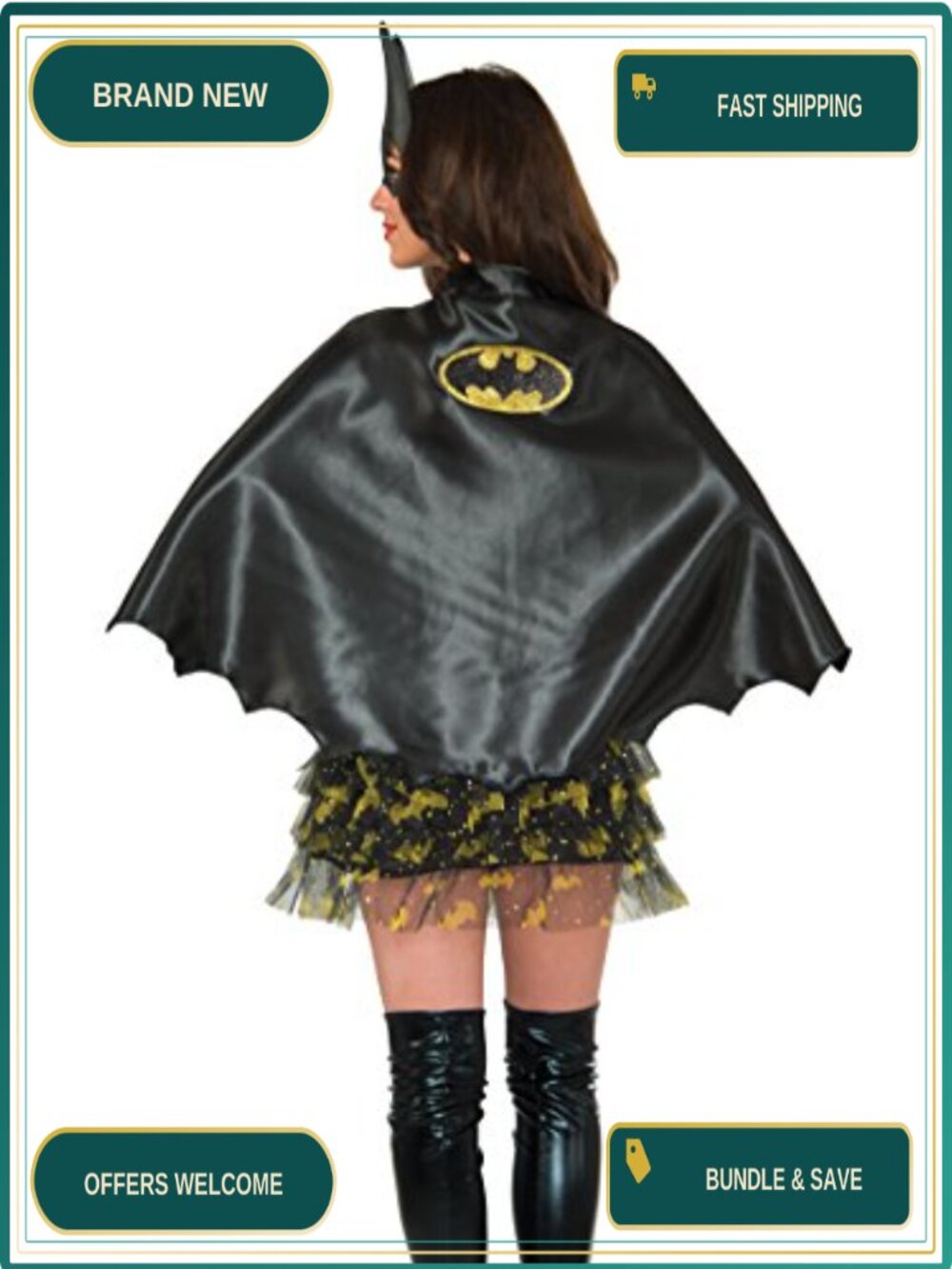 DC Superheroes Batgirl Costume Cape One Size Cosplay Outfit
